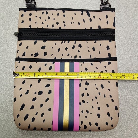 Neoprene Crossbody Bag With Black Spots & Pink/Gold Stripe - Picture 5 of 8